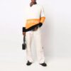 Off-White Men’ s FW21 Logo Pattern Loose Long Sleeves Colorblock Wool Sweater White