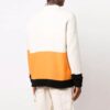 Off-White Men’ s FW21 Logo Pattern Loose Long Sleeves Colorblock Wool Sweater White
