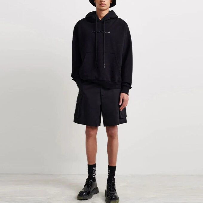 Off-White Men’ s FW21 Logo Pattern Printing Long Sleeves Pullover Loose Fit Black