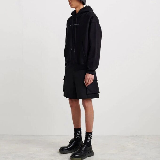 Off-White Men’ s FW21 Logo Pattern Printing Long Sleeves Pullover Loose Fit Black