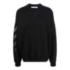 Off-White Men’ s FW21 Logo Pattern Printing Round Neck Pullover Loose Fit Black