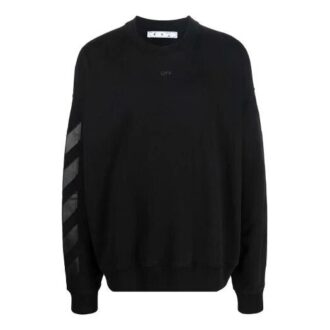Off-White Men’ s FW21 Logo Pattern Printing Round Neck Pullover Loose Fit Black Off-White Men’ s FW21 Logo Pattern Printing Round Neck Pullover Loose Fit Black