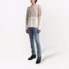 Off-White Men’ s FW21 Logo Pattern Round Neck Pullover Long Sleeves Colorblock Wool Sweater Loose Fit