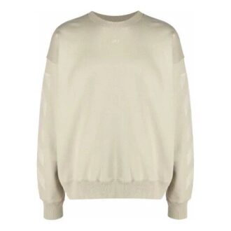 Off-White Men’ s FW21 Logo Pattern Round Neck Pullover Loose Fit Cream Yellow Off-White Men’ s FW21 Logo Pattern Round Neck Pullover Loose Fit Cream Yellow