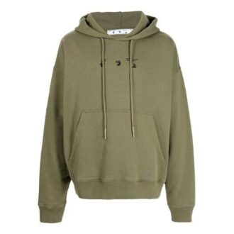 Off-White Men’ s FW21 Logo Printing Long Sleeves Loose Fit Green Off-White Men’ s FW21 Logo Printing Long Sleeves Loose Fit Green