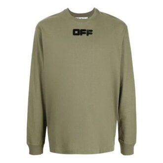 Off-White Men’ s FW21 Logo Printing Long Sleeves Loose Fit Green Off-White Men’ s FW21 Logo Printing Long Sleeves Loose Fit Green