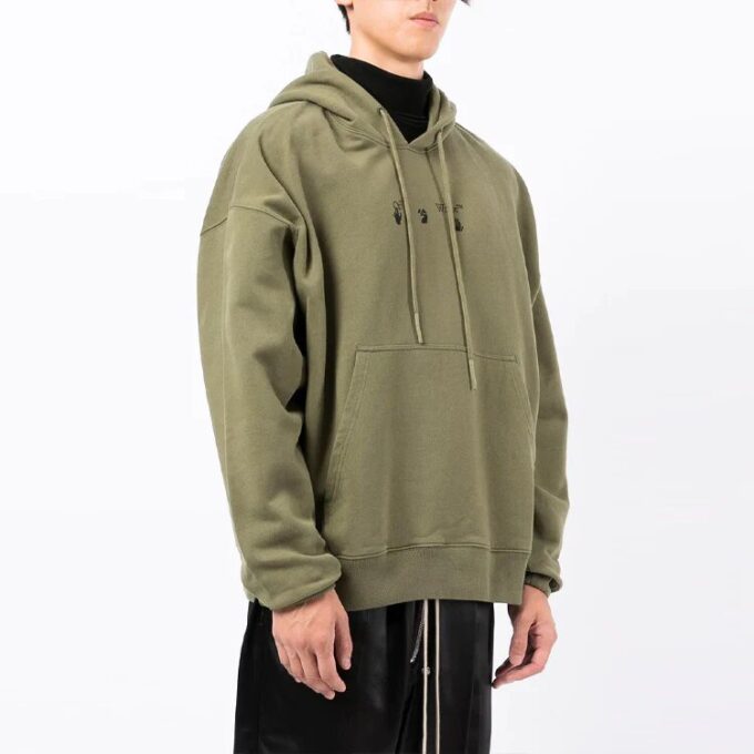 Off-White Men’ s FW21 Logo Printing Long Sleeves Loose Fit Green