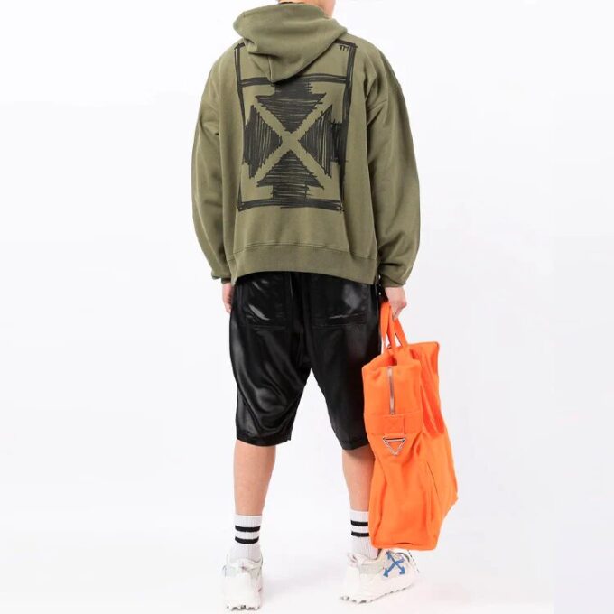 Off-White Men’ s FW21 Logo Printing Long Sleeves Loose Fit Green