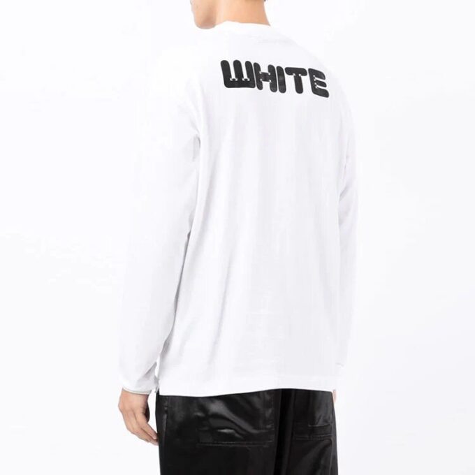 Off-White Men’ s FW21 Logo Printing Long Sleeves Loose Fit White