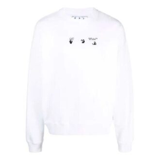 Off-White Men’ s FW21 Logo Printing Long Sleeves Pullover Loose Fit White Off-White Men’ s FW21 Logo Printing Long Sleeves Pullover Loose Fit White