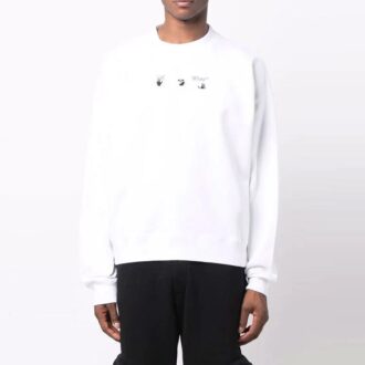 Off-White Men’ s FW21 Logo Printing Long Sleeves Pullover Loose Fit White Off-White Men’ s FW21 Logo Printing Long Sleeves Pullover Loose Fit White