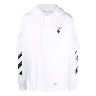 Off-White Men’ s FW21 Logo Printing Pullover Loose Fit White Off-White Men’ s FW21 Logo Printing Pullover Loose Fit White