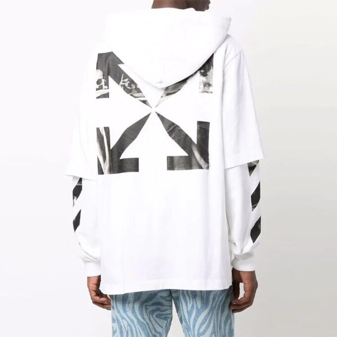 Off-White Men’ s FW21 Logo Printing Pullover Loose Fit White