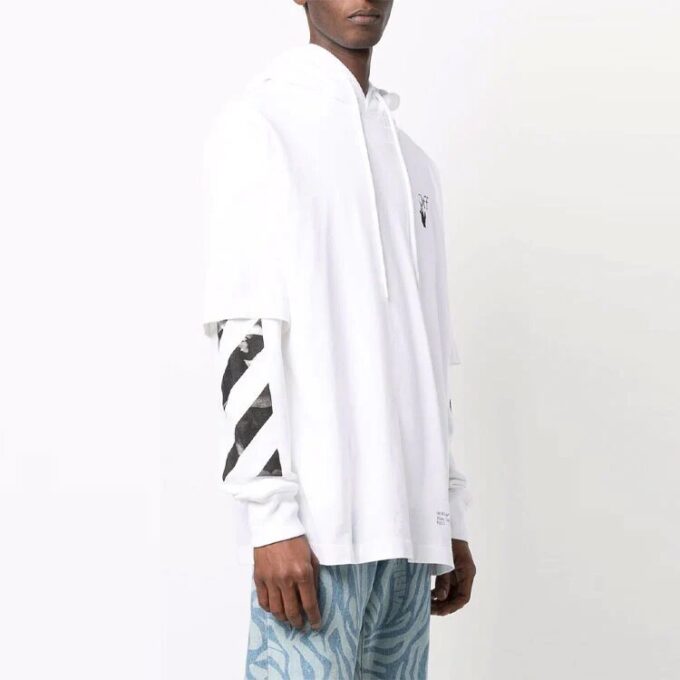 Off-White Men’ s FW21 Logo Printing Pullover Loose Fit White
