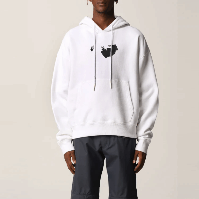 Off-White Men’ s FW21 Logo Printing Pullover Loose Version White