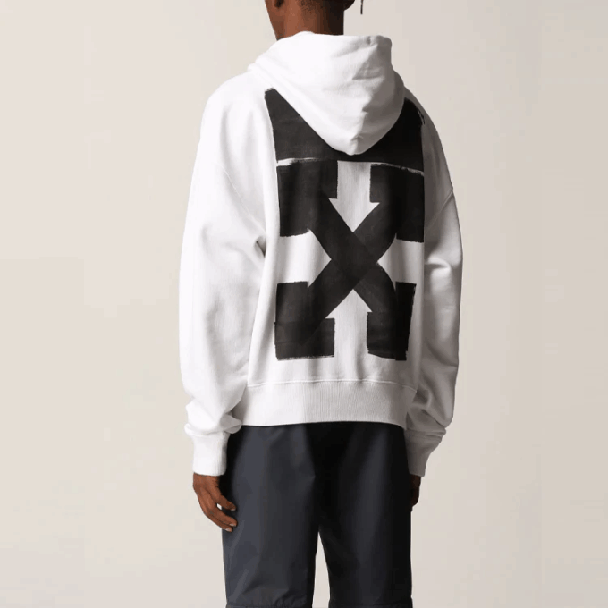 Off-White Men’ s FW21 Logo Printing Pullover Loose Version White