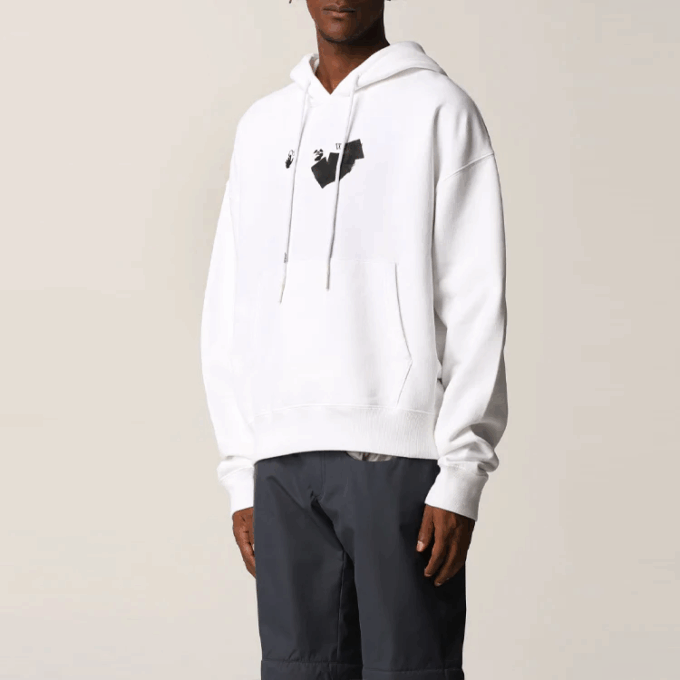 Off-White Men’ s FW21 Logo Printing Pullover Loose Version White