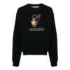 Off-White Men’ s FW21 Logo Printing Round Neck Long Sleeves Loose Fit Black