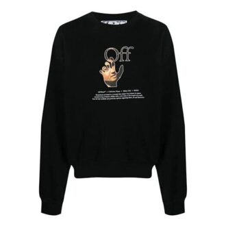 Off-White Men’ s FW21 Logo Printing Round Neck Long Sleeves Loose Fit Black Off-White Men’ s FW21 Logo Printing Round Neck Long Sleeves Loose Fit Black