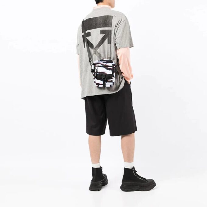 Off-White Men’ s FW21 Logo Printing Round Neck Pullover Short Sleeve Loose Fit Gray T-Shirt