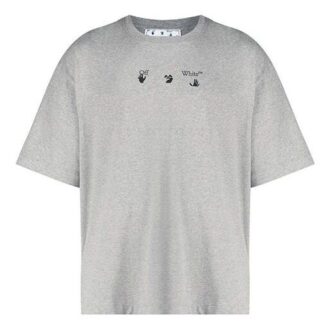Off-White Men’ s FW21 Logo Printing Short Sleeve Loose Fit Gray T-Shirt Off-White Men’ s FW21 Logo Printing Short Sleeve Loose Fit Gray T-Shirt