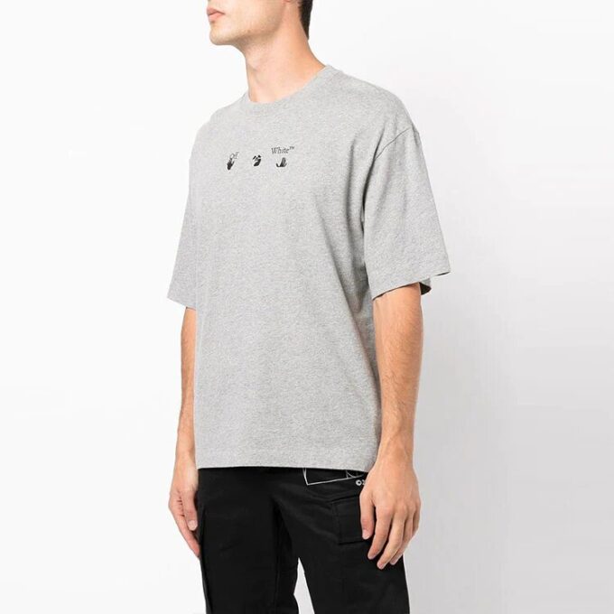Off-White Men’ s FW21 Logo Printing Short Sleeve Loose Fit Gray T-Shirt