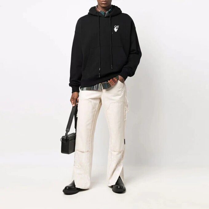 Off-White Men’ s FW21 Logo Pullover Loose Fit Black