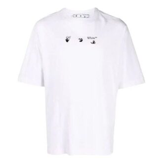 Off-White Men’ s FW21 Logo Round Neck Cotton Short Sleeve Loose Fit White T-Shirt Off-White Men’ s FW21 Logo Round Neck Cotton Short Sleeve Loose Fit White T-Shirt
