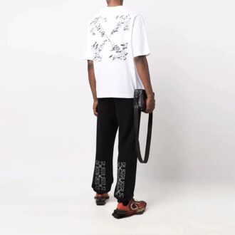 Off-White Men’ s FW21 Logo Round Neck Cotton Short Sleeve Loose Fit White T-Shirt Off-White Men’ s FW21 Logo Round Neck Cotton Short Sleeve Loose Fit White T-Shirt