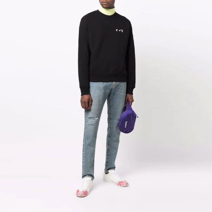 Off-White Men’ s FW21 Logo Round Neck Pullover Black