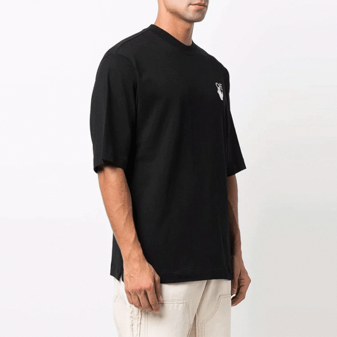 Off-White Men’ s FW21 Logo Round Neck Short Sleeve Loose Fit Black T-Shirt