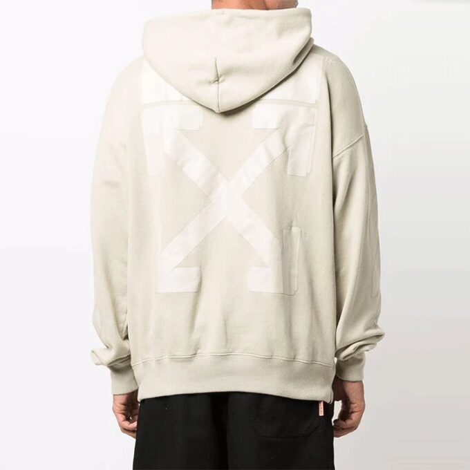 Off-White Men’ s FW21 Logo Rubber Arrow Pullover Loose Fit Beige