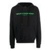 Off-White Men’ s FW21 Painting Pattern Drawstring Hood Long Sleeves Loose Fit Black