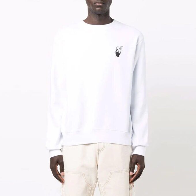 Off-White Men’ s FW21 Painting Pattern Round Neck Long Sleeves White