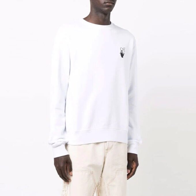 Off-White Men’ s FW21 Painting Pattern Round Neck Long Sleeves White