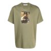 Off-White Men’ s FW21 Painting Printing Round Neck Short Sleeve Loose Fit Green T-Shirt
