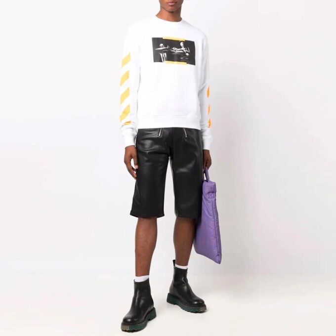 Off-White Men’ s FW21 Painting Round Neck Ordinary Version White