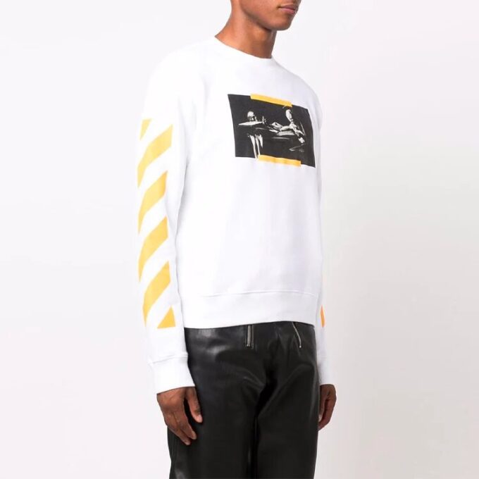 Off-White Men’ s FW21 Painting Round Neck Ordinary Version White
