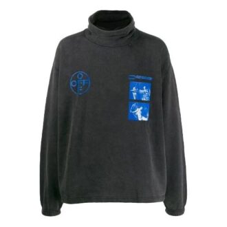 Off-White Men’ s FW21 Pattern High Collar Long Sleeves Loose Fit Black Gray Off-White Men’ s FW21 Pattern High Collar Long Sleeves Loose Fit Black Gray