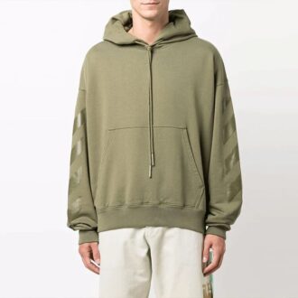 Off-White Men’ s FW21 Pattern Printing Hooded Long Sleeves Loose Fit Green Off-White Men’ s FW21 Pattern Printing Hooded Long Sleeves Loose Fit Green