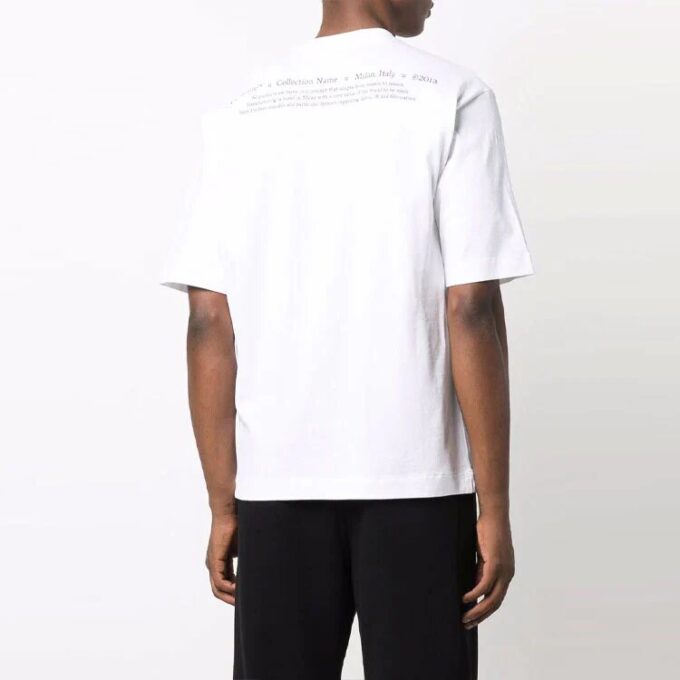 Off-White Men’ s FW21 Pattern Printing Round Neck Short Sleeve White T-Shirt