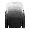Off-White Men’ s FW21 Plush Gradient Round Neck Long Sleeves Pullover Wool Sweater Loose Fit Autumn Black