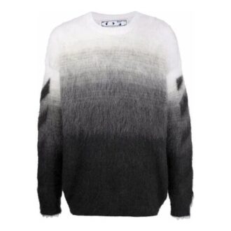Off-White Men’ s FW21 Plush Gradient Round Neck Long Sleeves Pullover Wool Sweater Loose Fit Autumn Black Off-White Men’ s FW21 Plush Gradient Round Neck Long Sleeves Pullover Wool Sweater Loose Fit Autumn Black