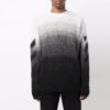 Off-White Men’ s FW21 Plush Gradient Round Neck Long Sleeves Pullover Wool Sweater Loose Fit Autumn Black