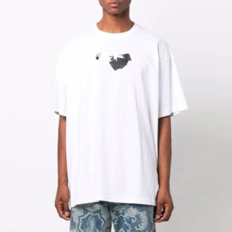 Off-White Men’ s FW21 Round Neck Arrow Pattern Printing Short Sleeve Loose Fit White T-Shirt Off-White Men’ s FW21 Round Neck Arrow Pattern Printing Short Sleeve Loose Fit White T-Shirt