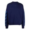 Off-White Men’ s FW21 Rubber Arrow Geometry Pattern Round Neck Long Sleeves Loose Fit Blue