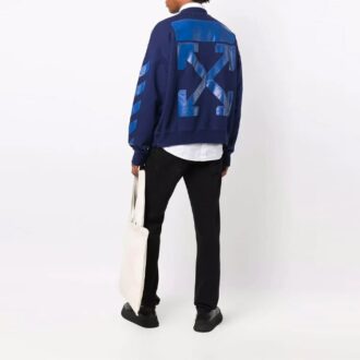 Off-White Men’ s FW21 Rubber Arrow Geometry Pattern Round Neck Long Sleeves Loose Fit Blue Off-White Men’ s FW21 Rubber Arrow Geometry Pattern Round Neck Long Sleeves Loose Fit Blue