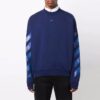 Off-White Men’ s FW21 Rubber Arrow Geometry Pattern Round Neck Long Sleeves Loose Fit Blue