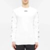Off-White Men’ s FW21 Rubber Strap Long Sleeves Slim Fit White T-Shirt
