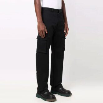 Off-White Men’ s FW21 Solid Color Cargo Casual Long Pants/Trousers Loose Fit Black Off-White Men’ s FW21 Solid Color Cargo Casual Long Pants/Trousers Loose Fit Black